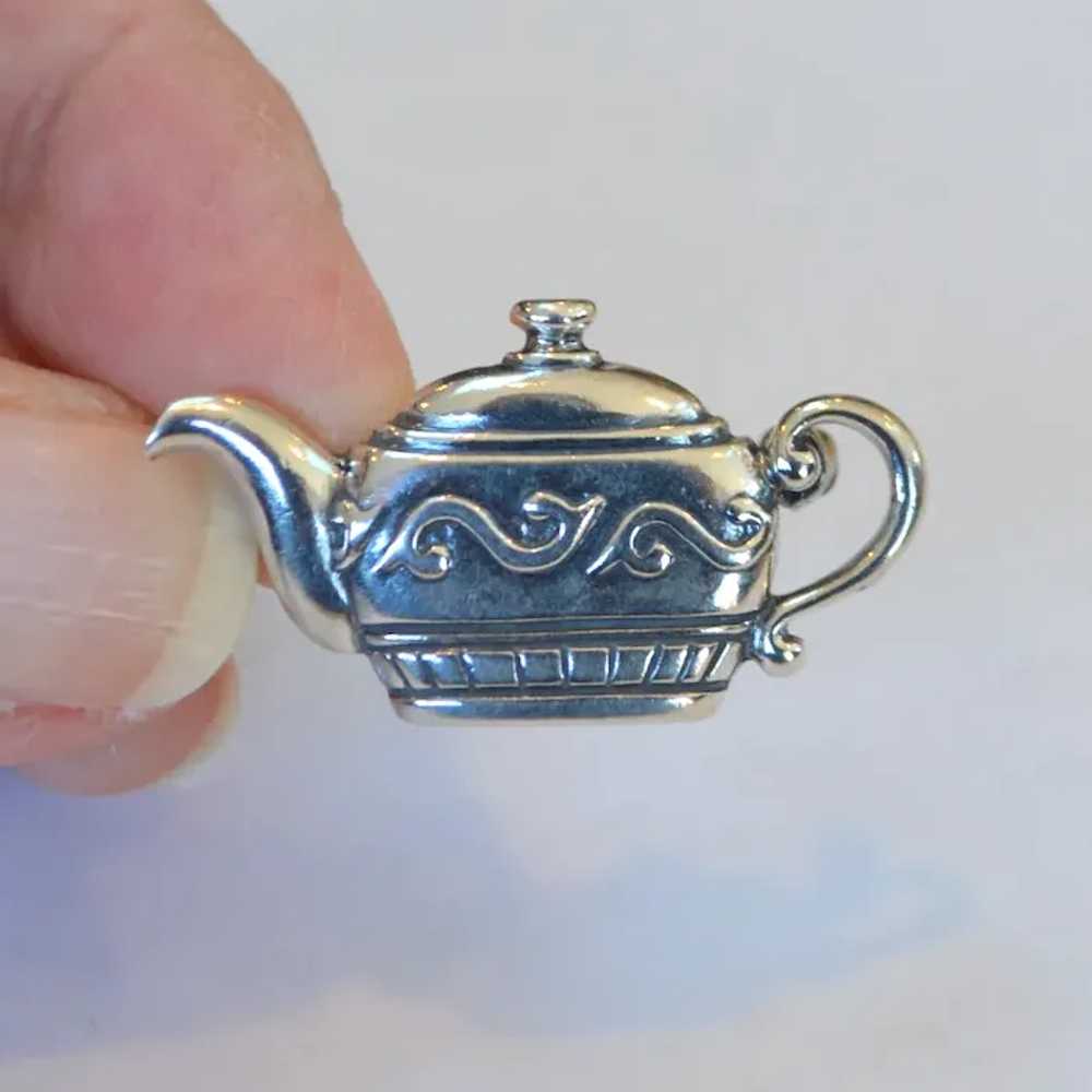 Sterling Petite Teapot Brooch Pin Pendant - image 6