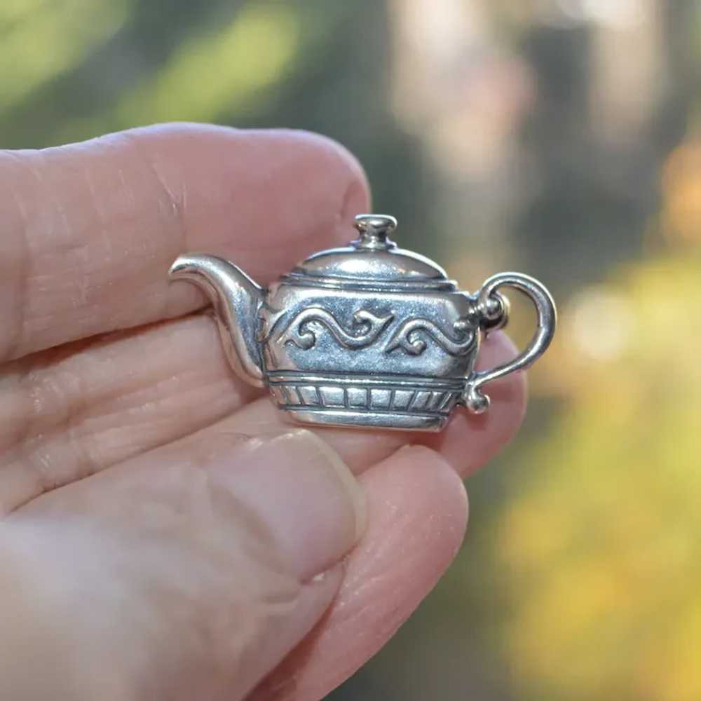 Sterling Petite Teapot Brooch Pin Pendant - image 7