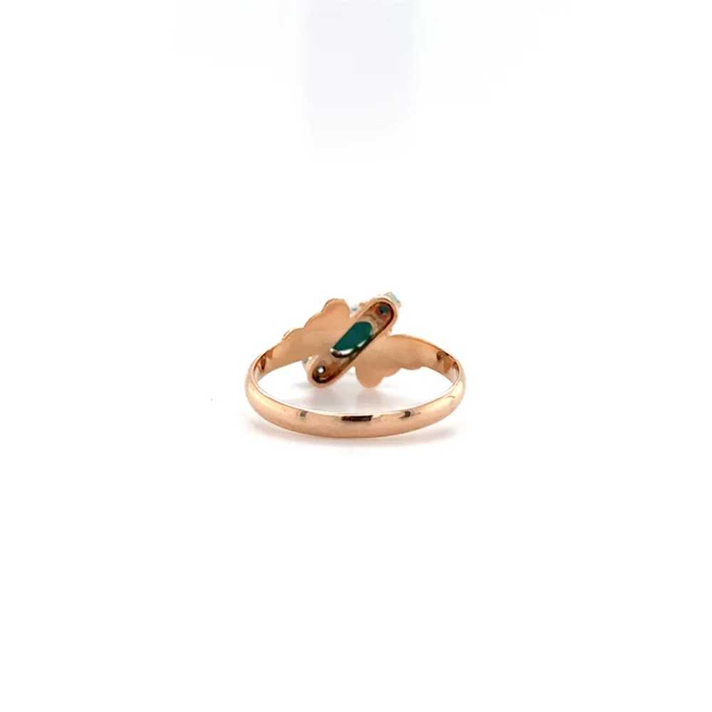 10K Rose Gold 3 Stone Turquoise Ring - image 5