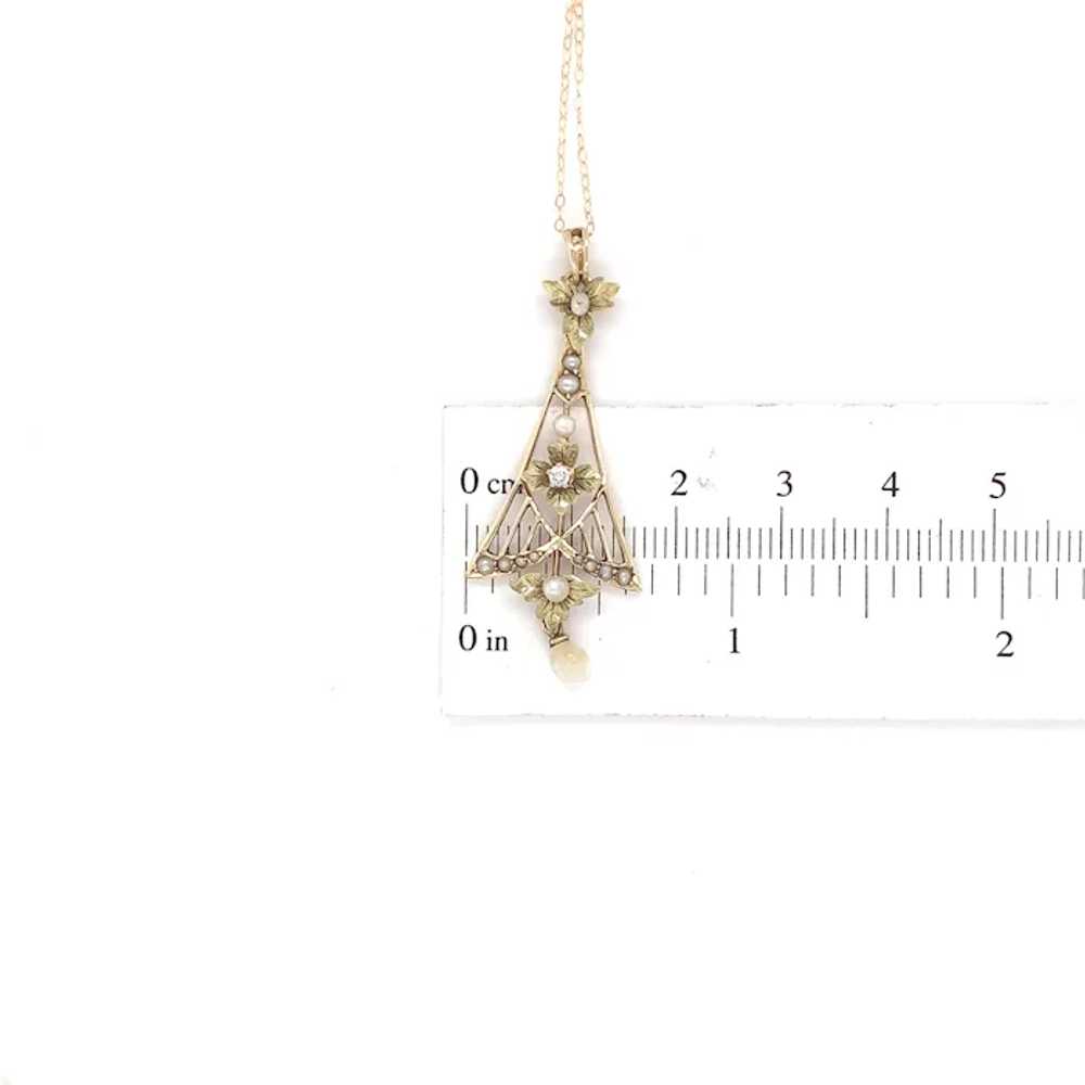 Victorian Diamond and Pearl Lavalier with Flower … - image 7