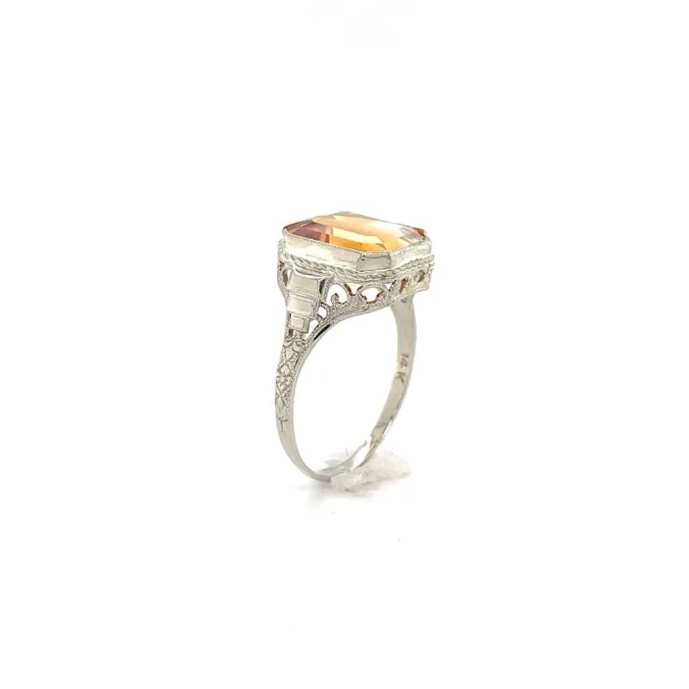 14K white gold 4.97 carat Citrine Filigree Ring - image 4