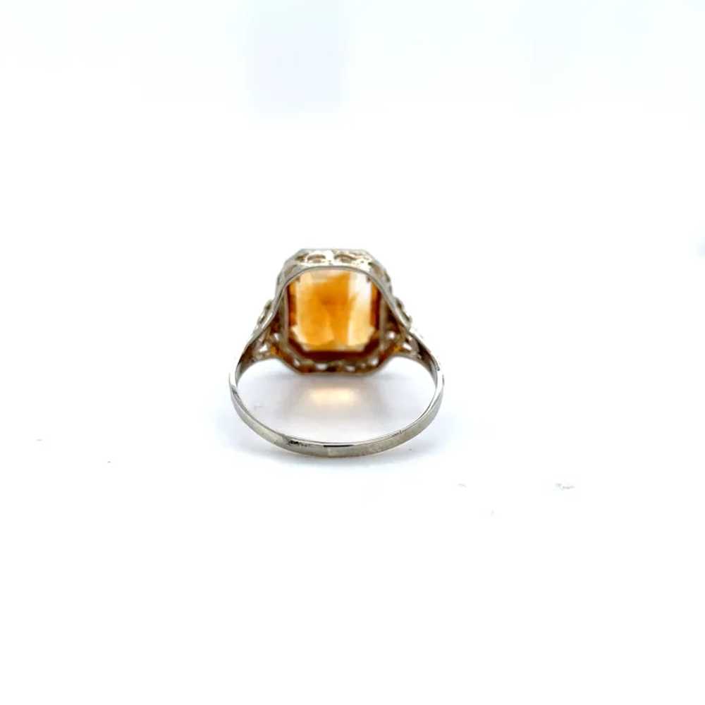 14K white gold 4.97 carat Citrine Filigree Ring - image 5