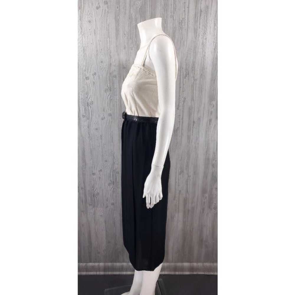 Vintage 40s 50s Dress Faux Wrap Linen Embroidery … - image 3