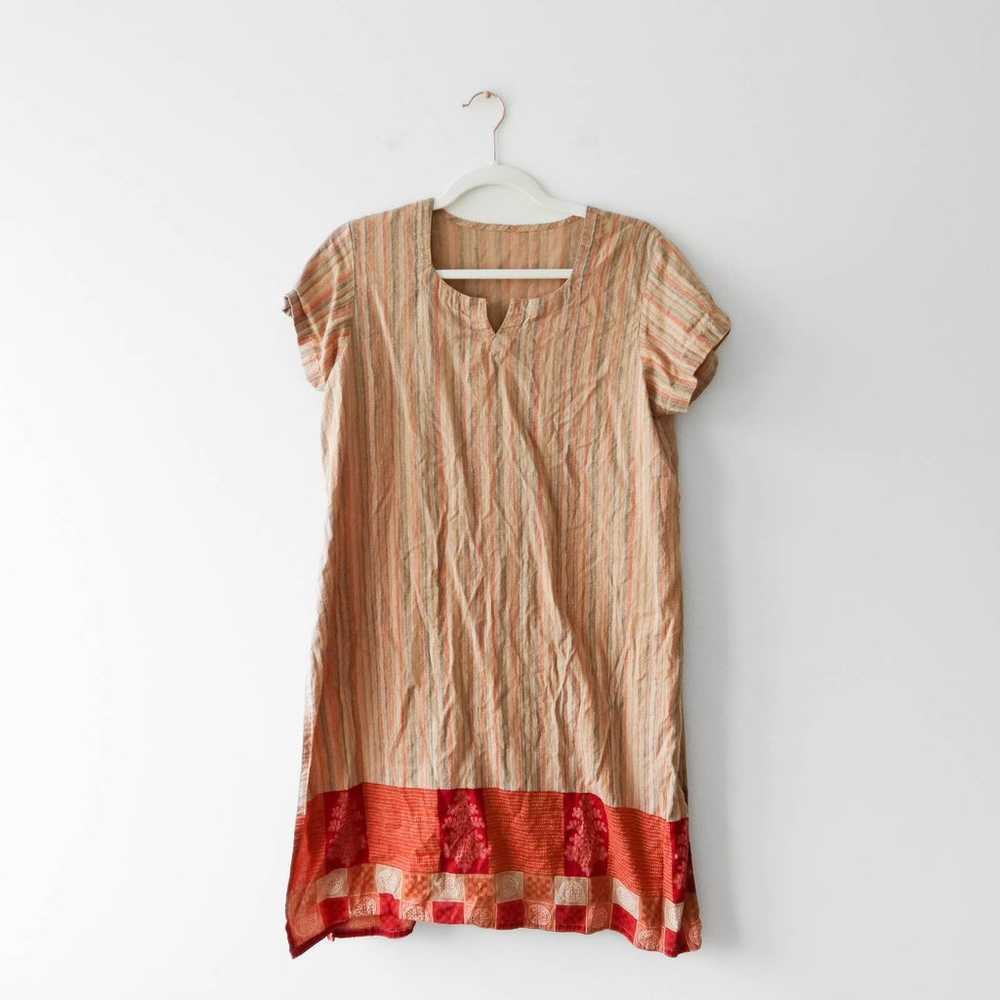 Vintage Printed Cotton Dress Geometric Small - image 1