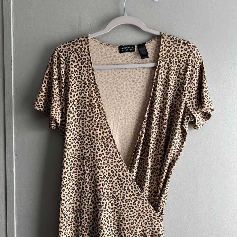 Liz Claiborne Vintage Cheetah Print Wrap Dress - … - image 2