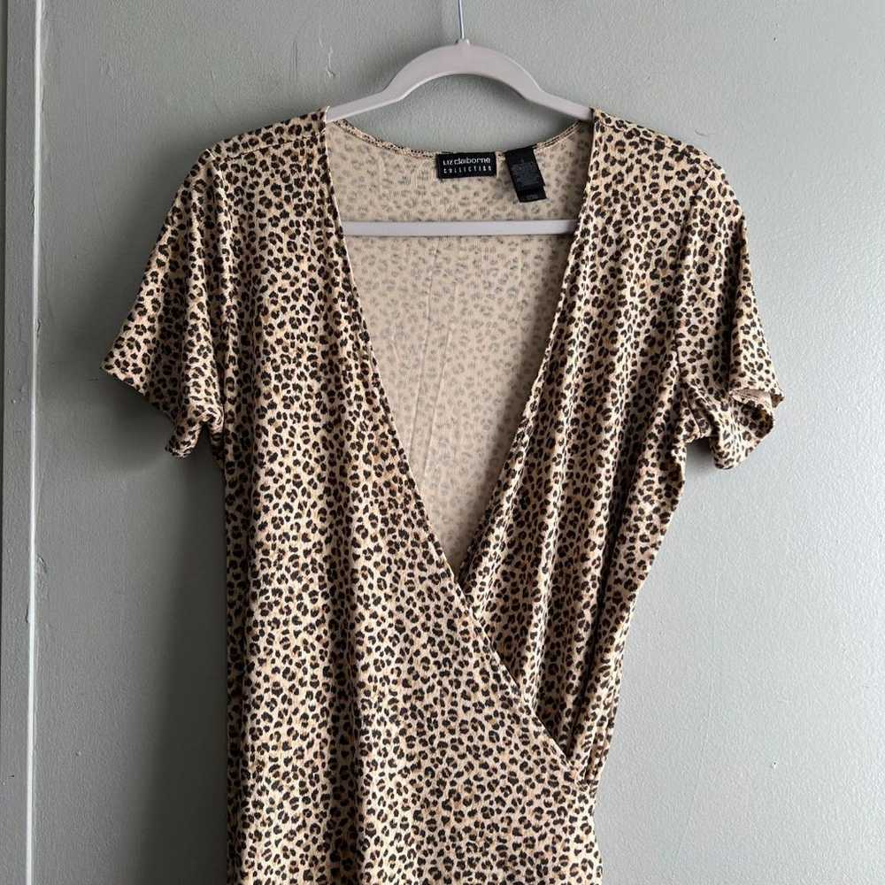 Liz Claiborne Vintage Cheetah Print Wrap Dress - … - image 7