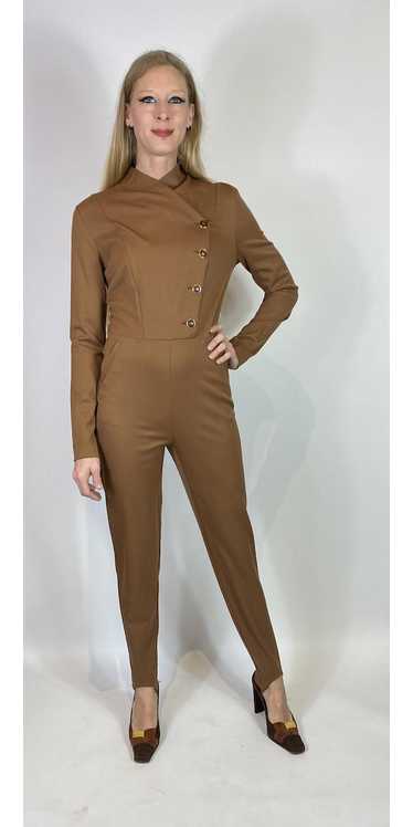 1980s - 1990s Brown Italian Wool Stirrup Jumpsuit