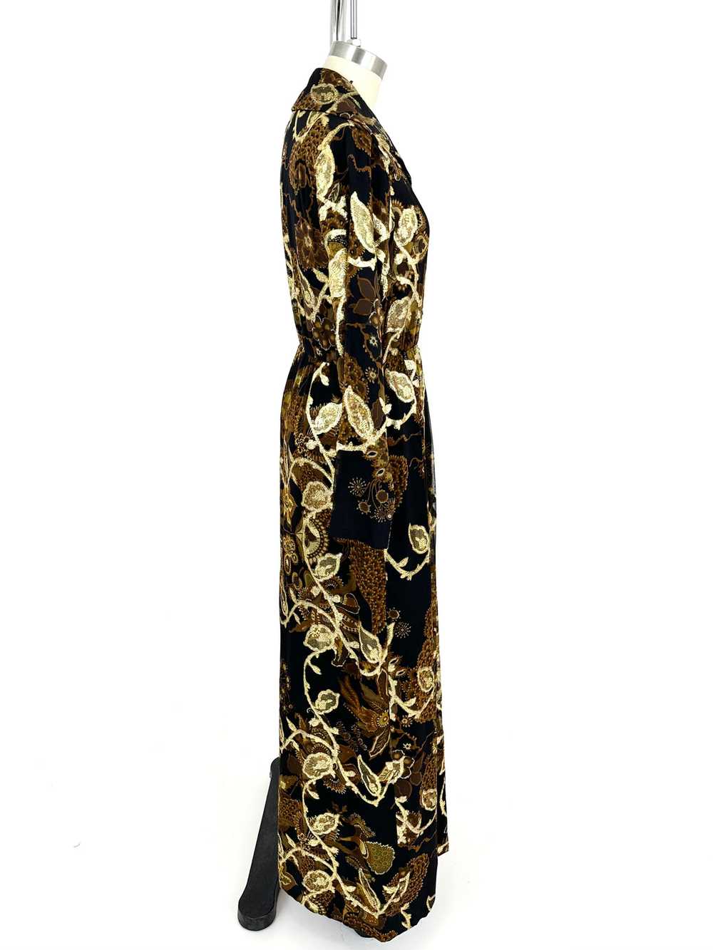 70s Bill Blass Chiffon Brocade Dress - image 3