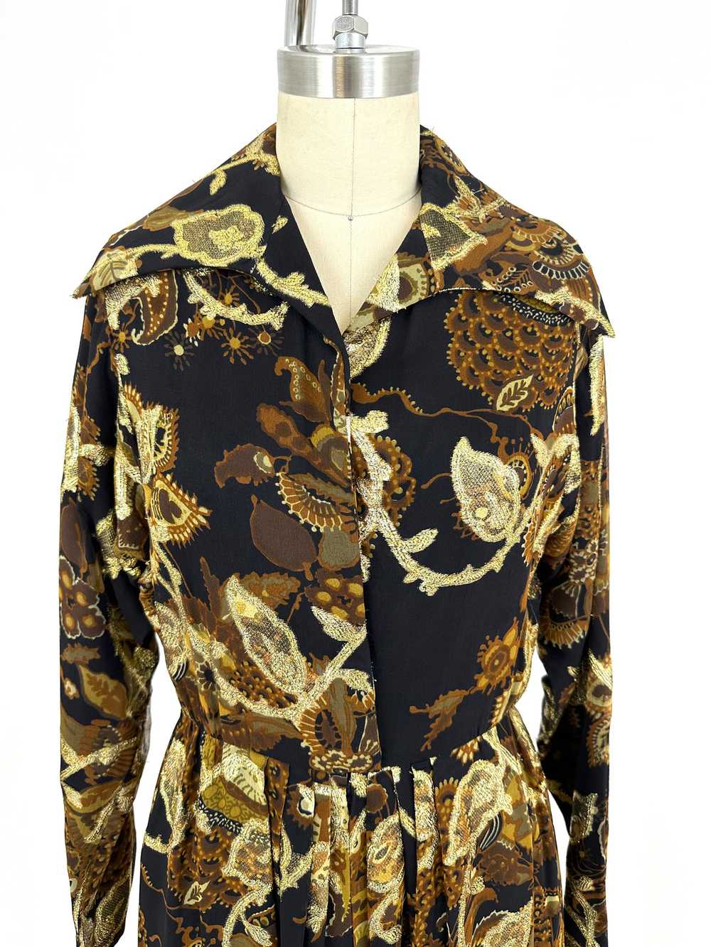 70s Bill Blass Chiffon Brocade Dress - image 4