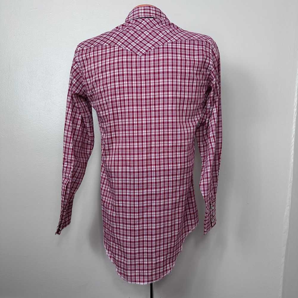 1970s Red Plaid Long Sleeve Western Shirt, Wrangl… - image 3