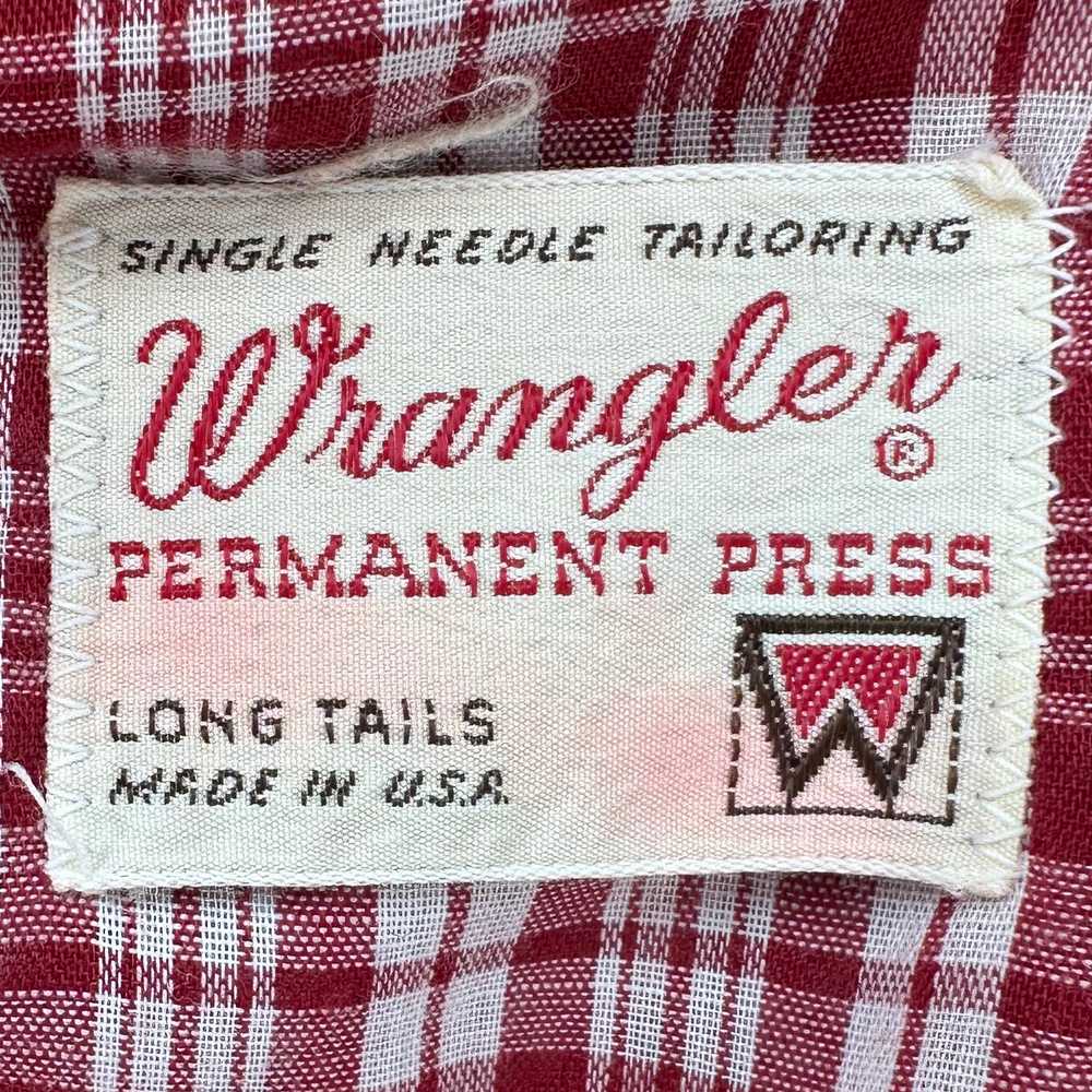 1970s Red Plaid Long Sleeve Western Shirt, Wrangl… - image 4