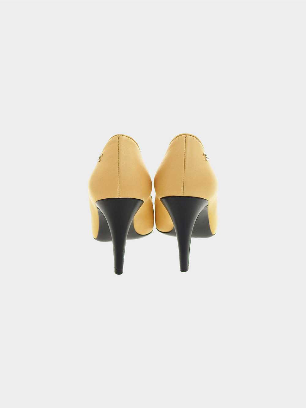 Chanel 2015 Black and Beige Lambskin Cap Toe Bow … - image 3