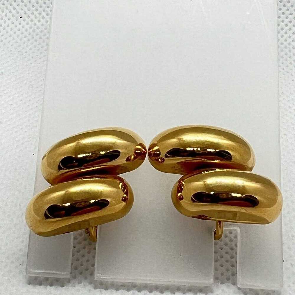 Napier Screwback Earrings Double Gold tone bar Vi… - image 1