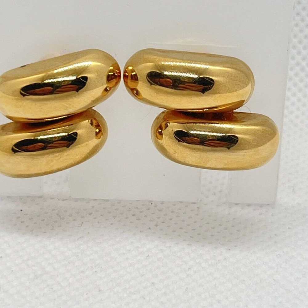 Napier Screwback Earrings Double Gold tone bar Vi… - image 2