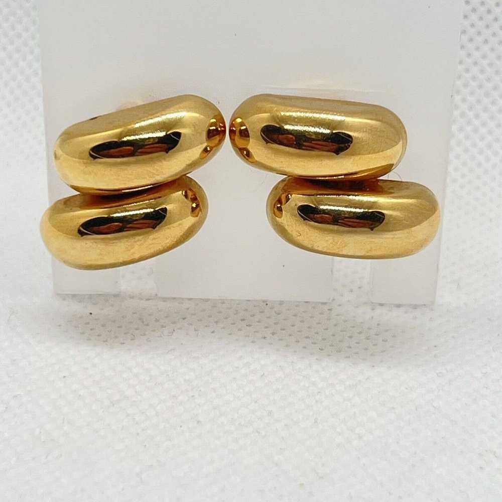 Napier Screwback Earrings Double Gold tone bar Vi… - image 3