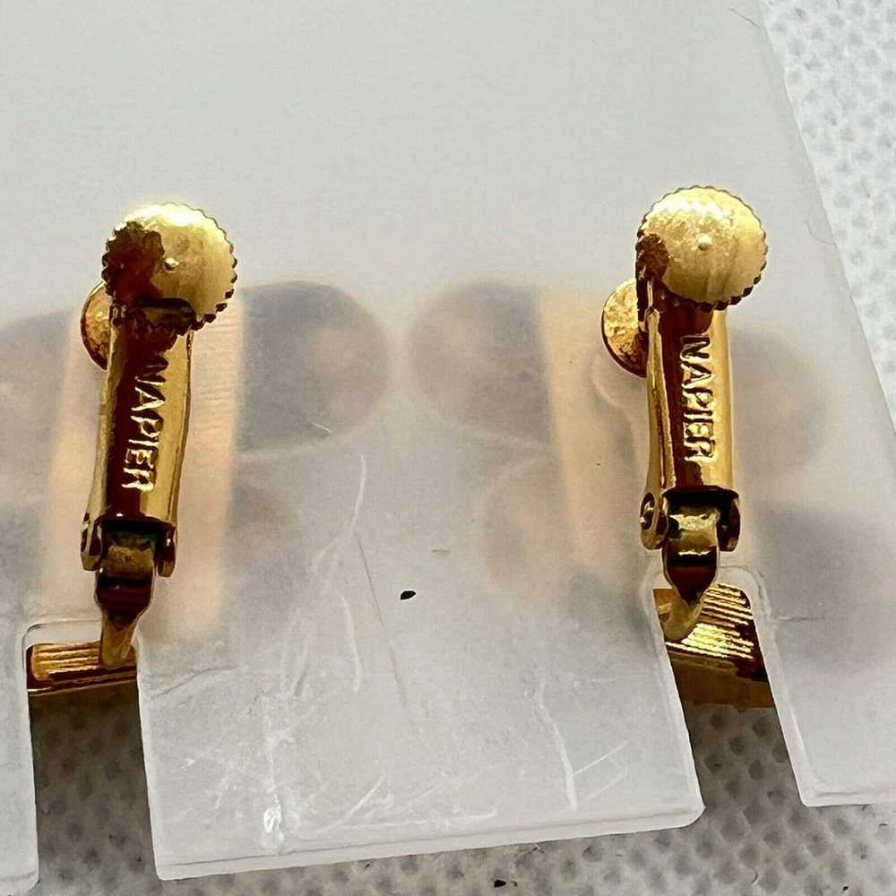 Napier Screwback Earrings Double Gold tone bar Vi… - image 4