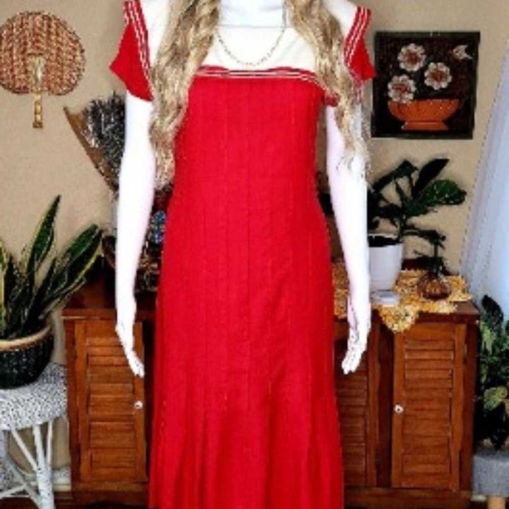 Red Vintage Sarah Elizabeth Pleated Sailor Dress - image 1