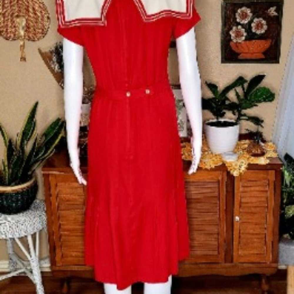 Red Vintage Sarah Elizabeth Pleated Sailor Dress - image 2