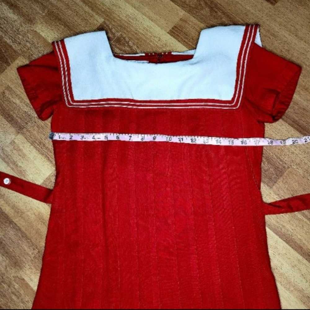 Red Vintage Sarah Elizabeth Pleated Sailor Dress - image 6