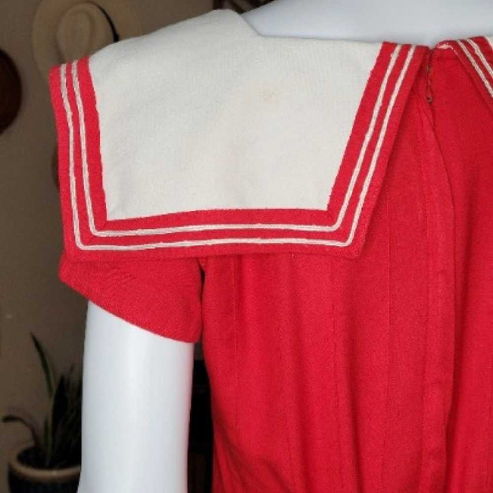 Red Vintage Sarah Elizabeth Pleated Sailor Dress - image 8