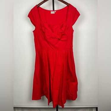 Eshakti Red Retro 100% Cotton Style A-Line Dress
