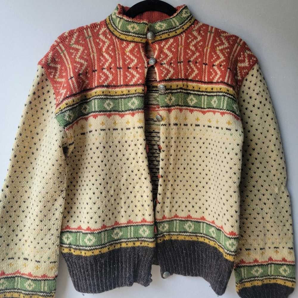 Vintage Norwegian Fair Isle Cardigan Sweater - image 1
