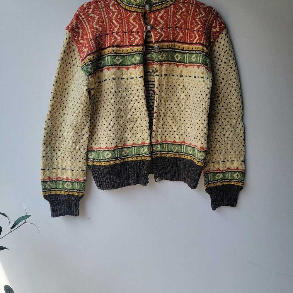 Vintage Norwegian Fair Isle Cardigan Sweater - image 2