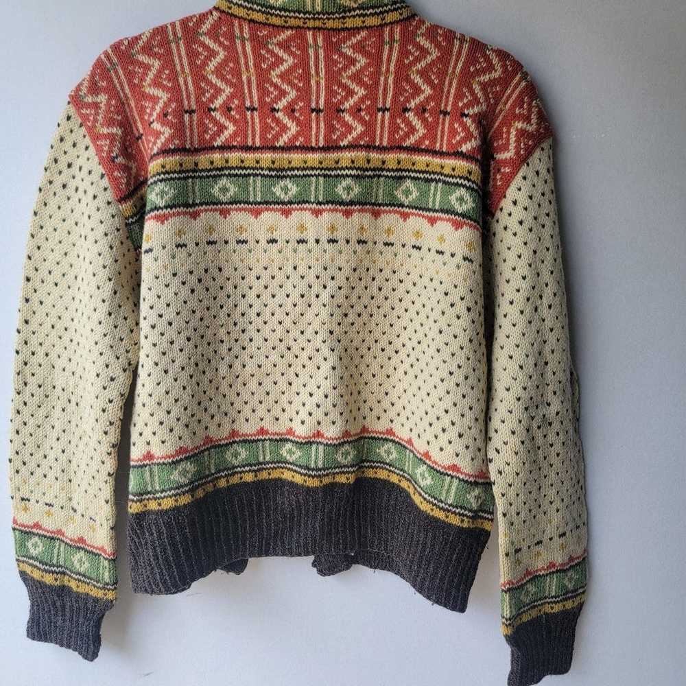 Vintage Norwegian Fair Isle Cardigan Sweater - image 7