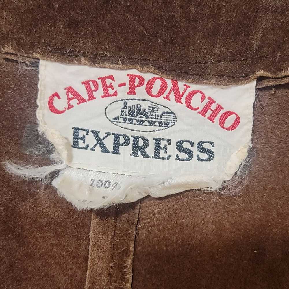 Vintage 100% leather Cape Poncho Express - image 6