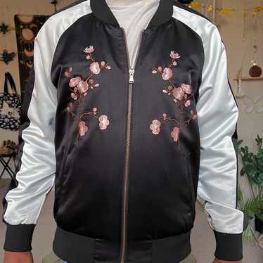 LIKE NEW Cherry Blossom Embroidery Bomber Jacket … - image 1