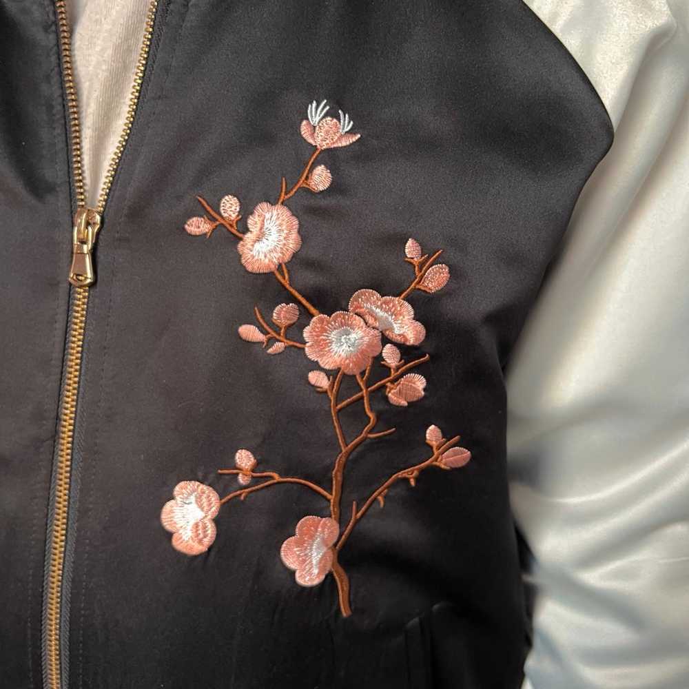 LIKE NEW Cherry Blossom Embroidery Bomber Jacket … - image 2