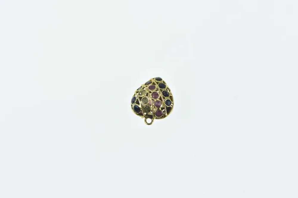 21K Pave Sapphire Ruby Peridot Heart Charm/Pendan… - image 2