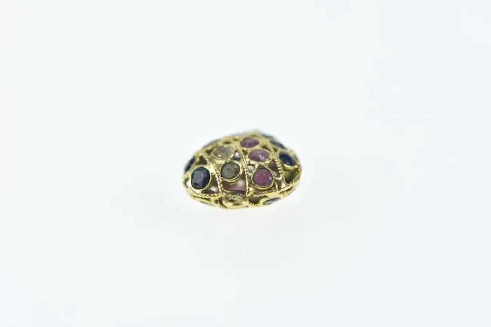 21K Pave Sapphire Ruby Peridot Heart Charm/Pendan… - image 3