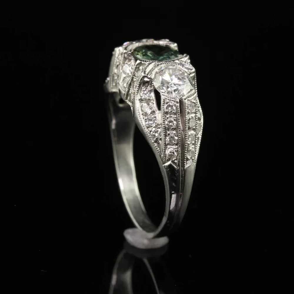 Vintage Estate Retro Platinum Diamond and Green S… - image 5