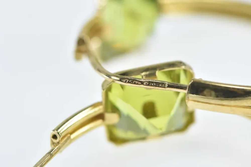 18K Emerald Cut Peridot Ornate 31.5mm Hoop Earrin… - image 3