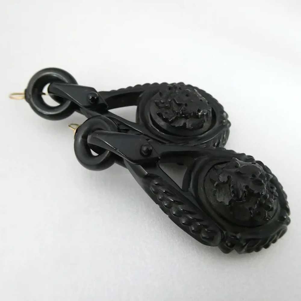 Antique Victorian Large Carved Whitby Jet Dangle … - image 4