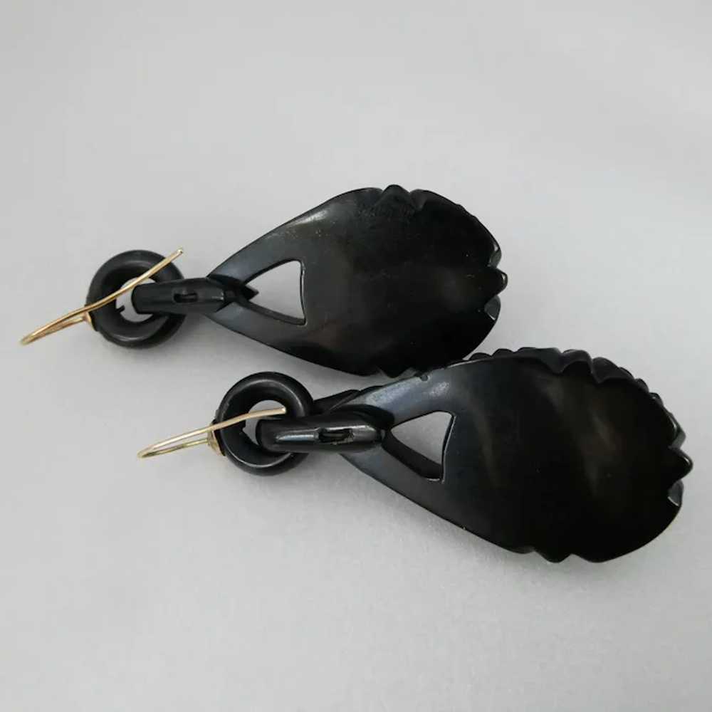 Antique Victorian Large Carved Whitby Jet Dangle … - image 5