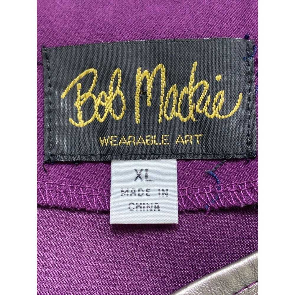 Bob Mackie Faux Suede Solid Purple Abstract Metal… - image 3