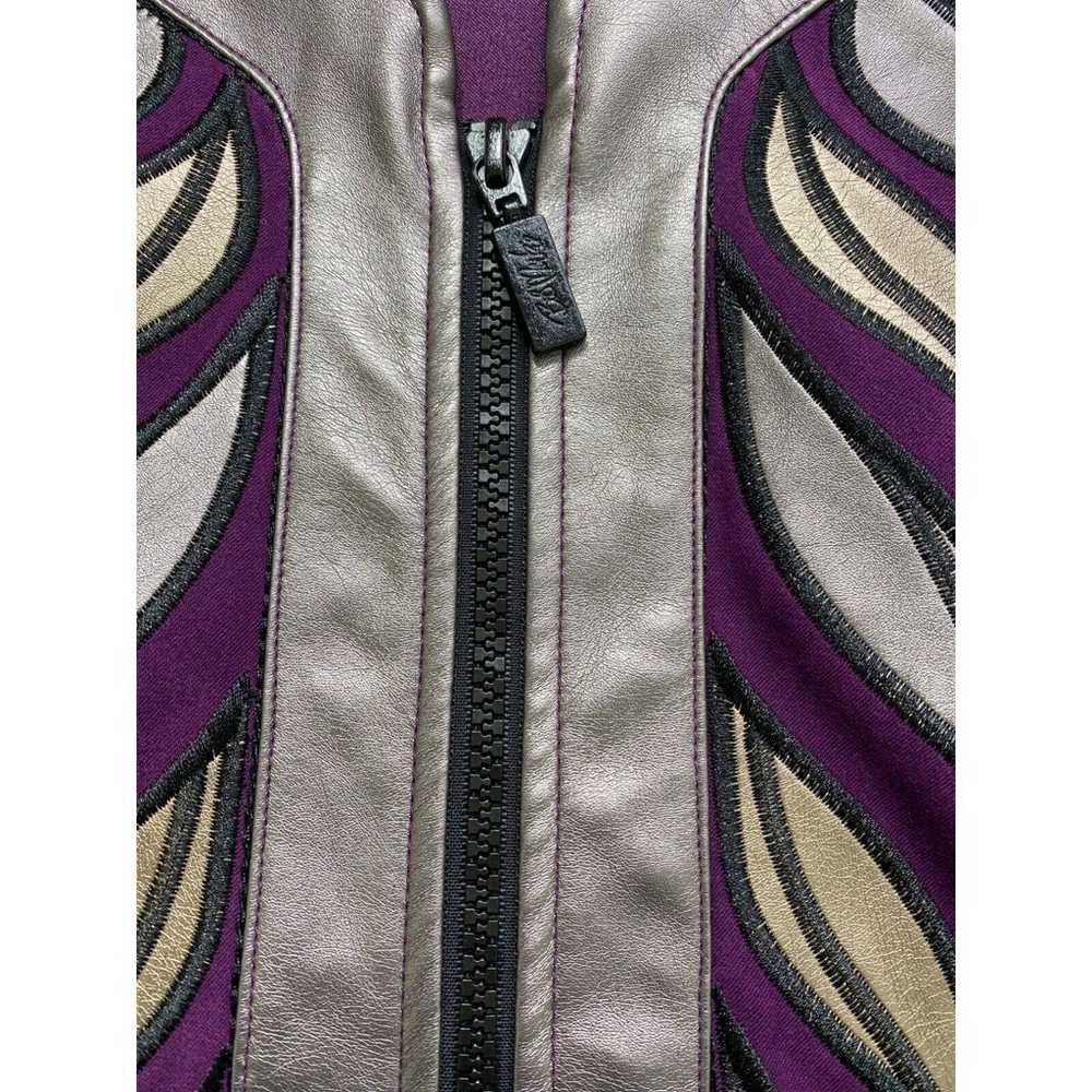 Bob Mackie Faux Suede Solid Purple Abstract Metal… - image 4