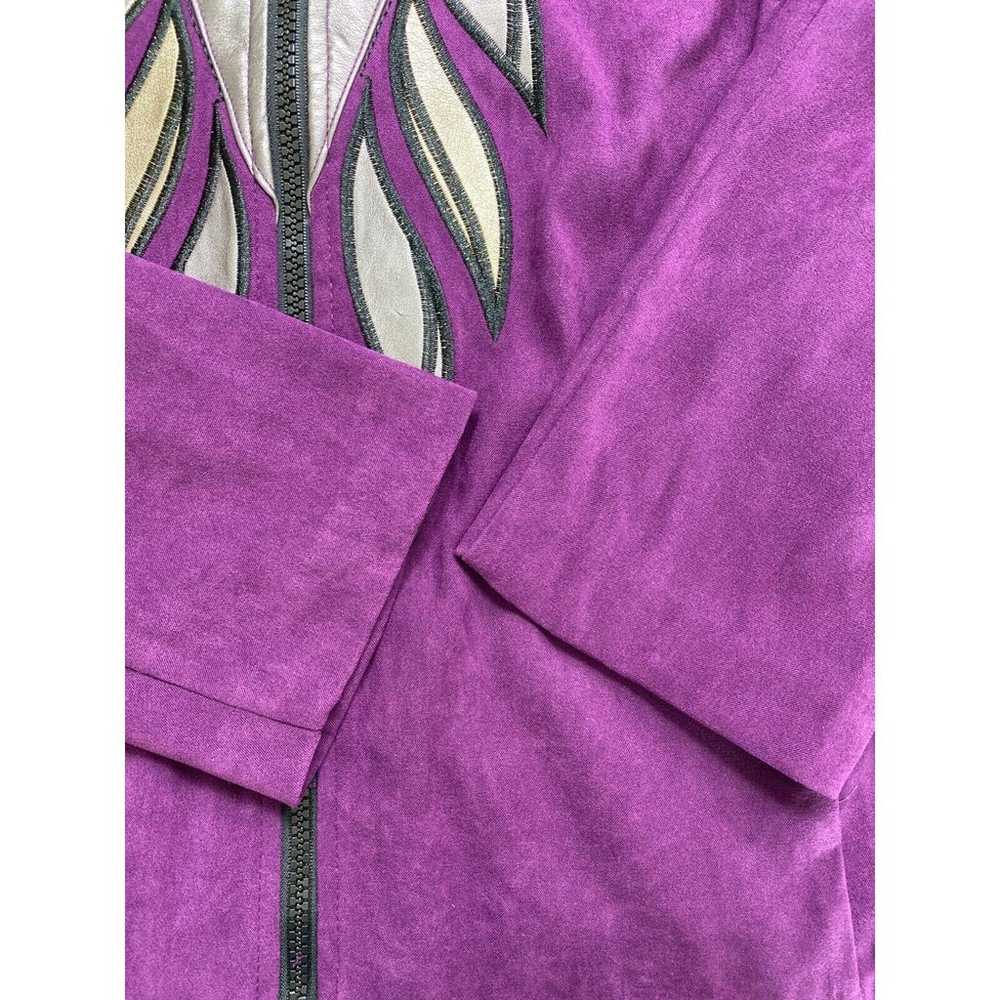 Bob Mackie Faux Suede Solid Purple Abstract Metal… - image 6