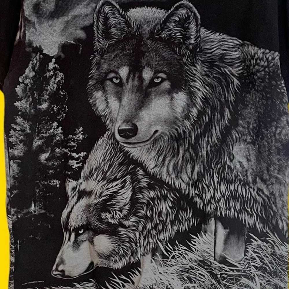 Vintage all over print wolf shirt - image 3