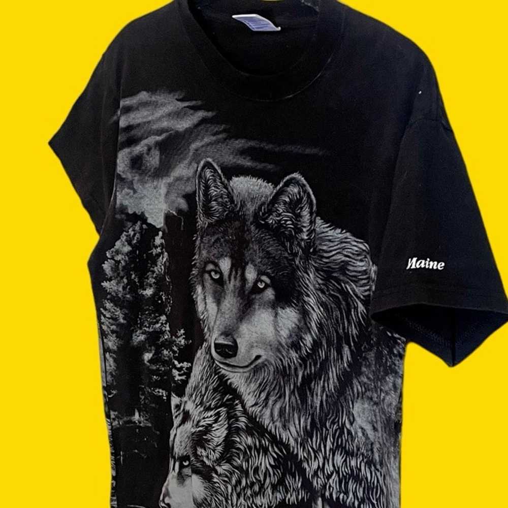 Vintage all over print wolf shirt - image 4