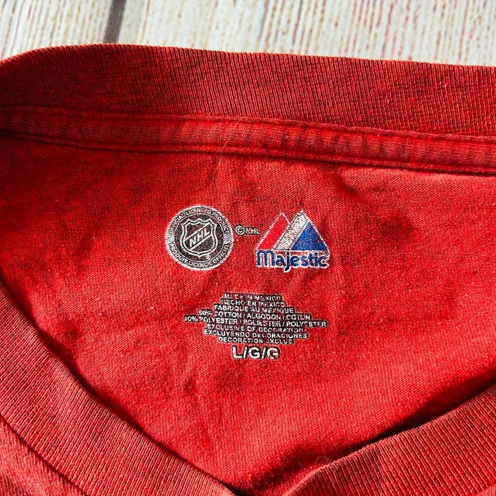 Majestic Chicago Blackhawk Red Logo Striped Crew … - image 8