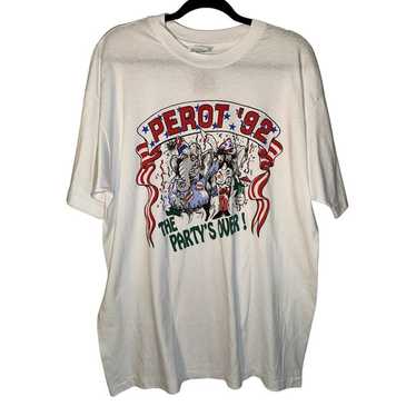 Vintage Ross Perot Shirt The Party's Over 1992 El… - image 1