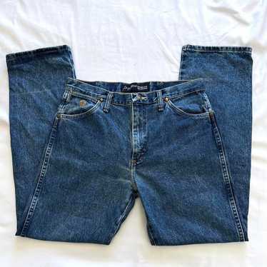 wrangler 32x32 blue denim straight leg jeans - image 1