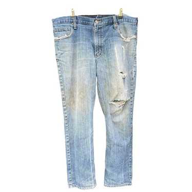 Vtg Thrashed Carhartt Denim Jeans Distressed Grun… - image 1