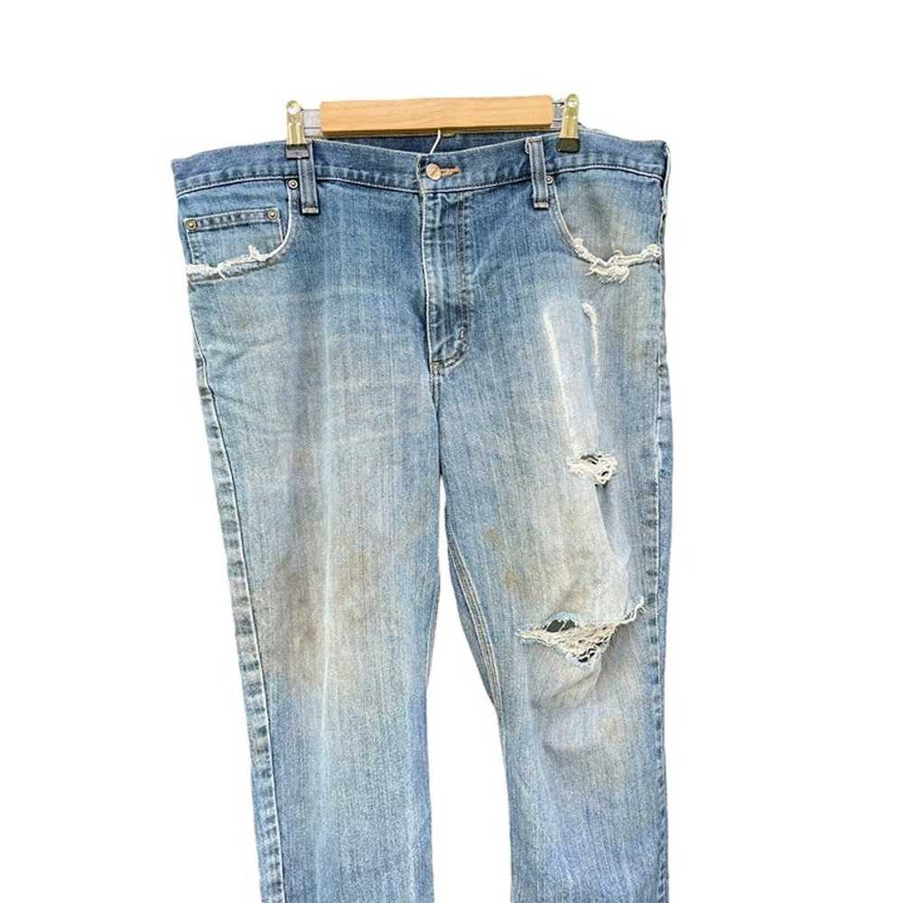 Vtg Thrashed Carhartt Denim Jeans Distressed Grun… - image 2