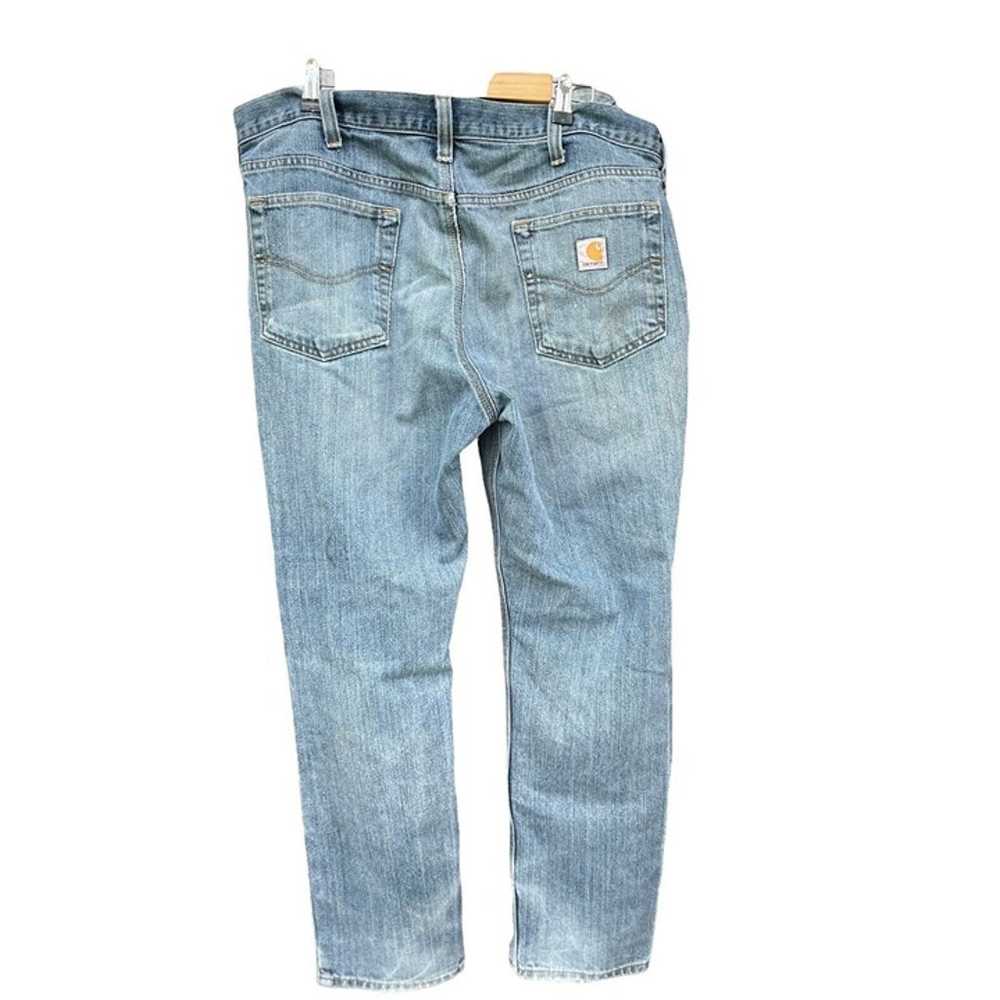 Vtg Thrashed Carhartt Denim Jeans Distressed Grun… - image 3