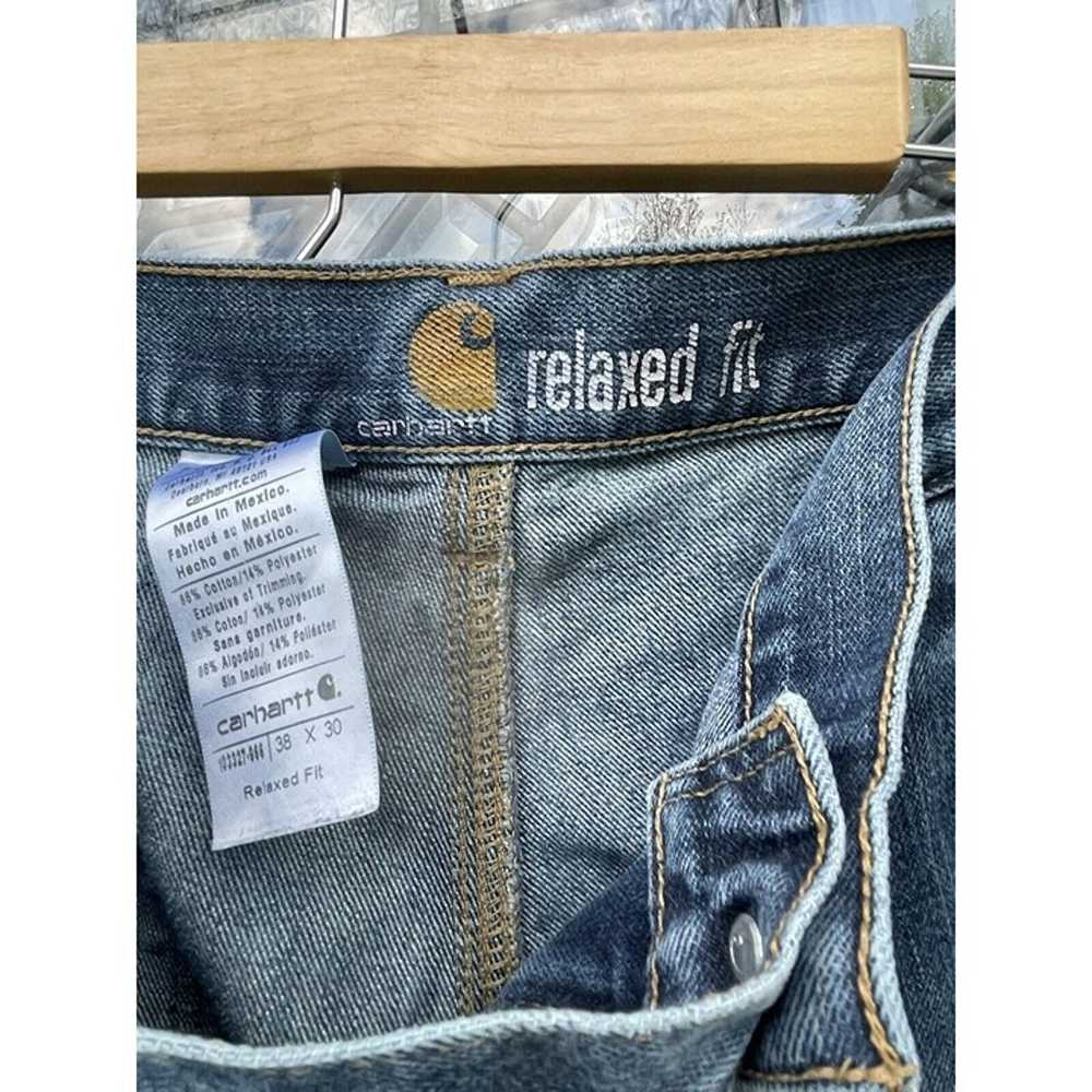 Vtg Thrashed Carhartt Denim Jeans Distressed Grun… - image 4