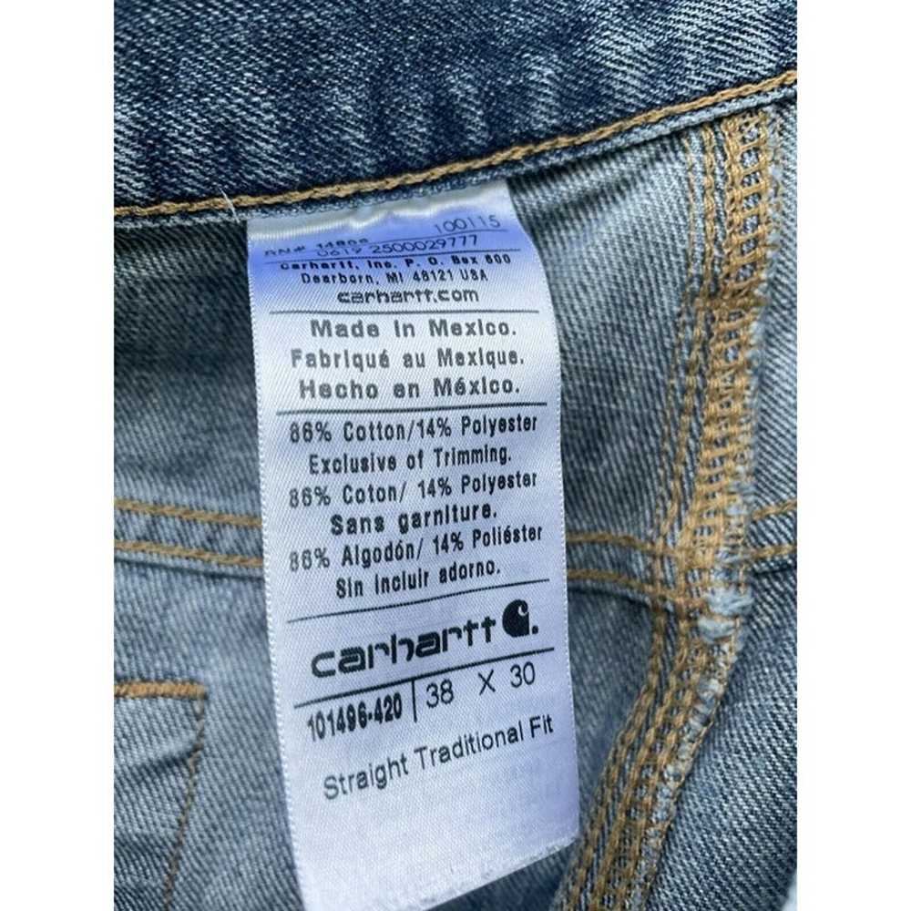 Vtg Thrashed Carhartt Denim Jeans Distressed Grun… - image 5
